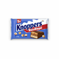 Knoppers NussRiegel – 1 x 200g (5 Riegel) – Schokoriegel mit Milch- und Nugatcreme, Haselnüssen, Karamell und Vollmilchschokolade Angebot bei HelloDeals