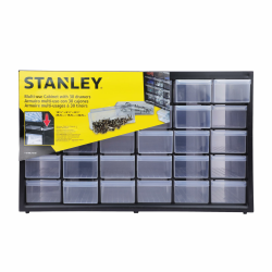 STANLEY Kleinteilemagazin Organizer Sortimentskasten (36.5x15.5x22.5cm, mit 30 Schubladen, bruchfester Kunststoffrahmen, transparente Schubladen, geeignet für Wandmontage) 1-93-980 Angebot bei HelloDeals