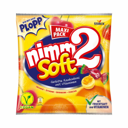 nimm2 Soft – 1 x 345g Maxi Pack – Gefüllte Kaubonbons in vier Sorten mit Fruchtsaft und Vitaminen Angebot bei HelloDeals