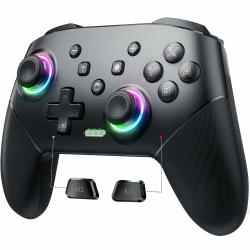 VOYEE Wireless Switch Controller, Pro Controllers Compatible with Lite/OLED/Android/iOS/PC, One-Key Pairing Gamepad with 9-Color RGB LEDs 1000mAh Battery 6-Axis Motion Wake Up Function Angebot bei HelloDeals