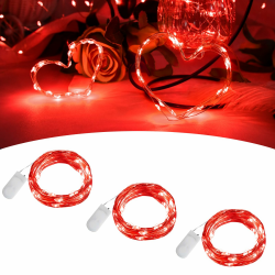 BOLWEO Valentinstag LED Lichterkette 3 Stück 2m 20Leds Rot Mini LED Lichterkette mit Batterie Kupfer Drahtlichterkette für Party, Schlafzimmer,Haus, Schlafzimmer,Hochzeit Jahrestag Party Rot 3 Angebot bei HelloDeals