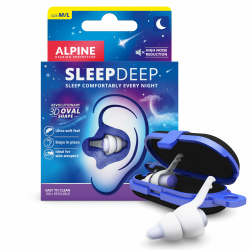 Alpine SleepDeep - Ohrstöpsel zum Schlafen und für Konzentration - 27dB - Neue 3D-Ovalform Ohrenstöpsel und weicher, geräuschdämpfender Kern für maximalem Komfort und Dämpfung - Größe M/L Angebot bei HelloDeals
