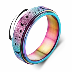 Diamday Anti-Angst Spinner Ringe Fidget Band Ringe für Stress Angstlinderung für Damen Herren Edelstahl Roller Ringe Stress Ringe Drehbarer Ringe Angst Ringe Mondstern Sand Blast Finish Mehrfarbig 57 Angebot bei HelloDeals