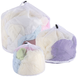 3 Stück Wäschenetz, 3 Größe Wäschebeutel mit Kordelstopper Wiederverwendbar Wäschesack Waschmaschine für Schmutzwäsche Babywäsche Unterwäsche Socken (Weiß) Angebot bei HelloDeals