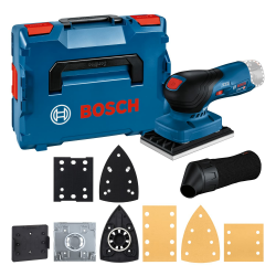 Bosch Professional 12V System Akku Schwingschleifer GSS 12V-13 (kompatibel mit Bosch Click & Clean System, inkl. 3x Schleifplatte, 3x Schleifblatt, Staubbeutel, Lochwerkzeug, L-BOXX) 3 x Schleifplatte+ 3 x Schleifblatt in L-BOXX Angebot bei HelloDeals