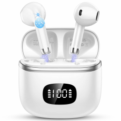 Bluetooth Kopfhörer, Kopfhörer Kabellos Bluetooth 5.3 mit 4 ENC Noise Cancelling Mic, Kabellose Kopfhörer In Ear HiFi Stereo, 40 std Spielzeit, LED-Anzeige, Ohrhörer für Arbeit Spiel Sport, Weiß Angebot bei HelloDeals