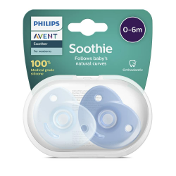 Philips Avent Soothie – BPA-freier Schnuller für Babys von 0 bis 6 Monaten, blau/hellblau (Modell SCF099/21) Angebot bei HelloDeals