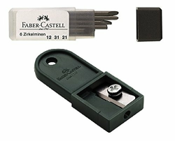 Faber-Castell 6 Stück Rundminenbox Zirkel Universal Zirkel Minenbox mit Spitzer für Fallminen (Box mit 6 + Spitzer) Angebot bei HelloDeals