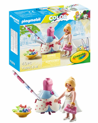 PLAYMOBIL Color 71374 Fashion Kleid, kreatives Design für Verschiedene Kleidungsstile, mit wasserlöslichen Stiften, Schwamm und zahlreichem Zubehör, künstlerisches Spielzeug für Kinder ab 5 Jahren Angebot bei HelloDeals