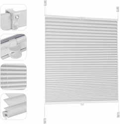 Sekey Plissee ohne Bohren Verdunkelung, Fenster Plissee Klemmfix Jalousie 80 cm breit, Verspannt Blickdicht Sonnenschutz Fensterollo, 80x120cm, Weiß Weiß B80 x H120 cm Angebot bei HelloDeals