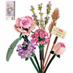 Otekuvic Artificial Flowers Construction Set Flowers Plants Bouquet Fake Flowers for Decorations, Decoration Flower Rose Adults for Home Gift, DIY Gifts Brick Flowers Angebot bei HelloDeals