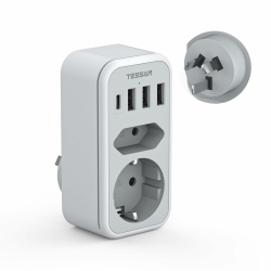 TESSAN Adapter Australien mit 1 USB C und 3 USB A, 6 in 1 Reiseadapter Steckdosenadapter Reisestecker Stromadapter für Australien Neuseeland China Argentinien, Adapter Typ I Angebot bei HelloDeals