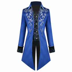 KGIHPC Herren Vintage viktorianischen Gothic Frack Viking Renaissance Mittelalter Renaissance Steampunk Jacke Halloween Kostüme XL Blau Angebot bei HelloDeals