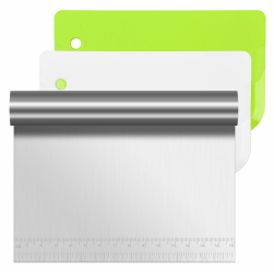 Vicloon Teigkarte Set, 3 Stück Edelstahl Teigschneider, Kunststoff Teigschaberkarte Tortenkarte, Teigschneider für Kuchen, Pizza, Brotschneiden, Küchenbedarf Angebot bei HelloDeals