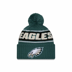 New Era Sideline 2024 Beanie American Football Bommel Pompon Winter Mütze Teamlogo NFL Philadelphia Eagles #34369 Einheitsgröße Angebot bei HelloDeals
