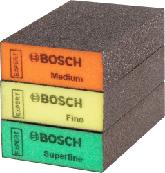 Bosch 3X EXPERT S471 Standard Schleifschwämme (für Farbe auf Holz, Weichholz, Ø 69 x 97 x 26 mm, Mittel/Fein/Superfein, Professional Zubehör Handschleifen) Angebot bei HelloDeals
