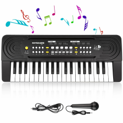 Keyboard Kinder mit Mikrofon, Multifunktions Kinder Klaviertastatur, 37 Tasten Elektronisches Klavier Tragbarer Musikinstrumente Musikspielzeug, Jungen Mädchen ab 3 4 5 6 jahre Lernspielzeug Geschenke Angebot bei HelloDeals