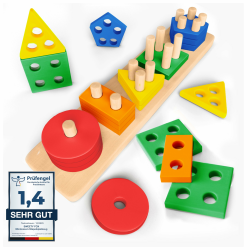 Sweety Fox Montessori Spielzeug ab 1 Jahr - Holz Sortier & Stapelspielzeug, 1 2 3 Jahre -Aktivitäts & Entwicklungsspielzeug aus Holz - Montessori - Lernspielzeug für Kleinkinder Angebot bei HelloDeals