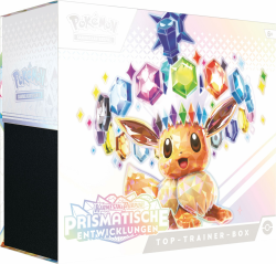 Pokémon-Sammelkartenspiel: Top-Trainer-Box Karmesin & Purpur – Prismatische Entwicklungen (1 Vollbild-Promokarte, 9 Boosterpacks & Premium-Zubehör) Angebot bei HelloDeals