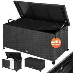 Casaria® Gartenbox Auflagenbox mit Rollen 420L Stauraum UV-beständig Handgriffe Gasdruckfeder Wetterfest 122x56cm Garten Aufbewahrungsbox Schwarz Angebot bei HelloDeals