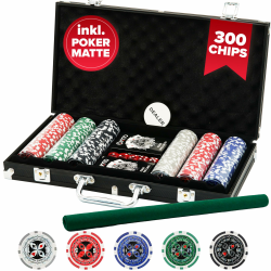 Kyto Pokerkoffer 300-tlg. Poker Set - Ideales Texas Holdem Set - Mit Koffer, Pokerchips, Pokerkarten und Pokermatte - Perfektes Pokerspiel für Profis und Anfänger im Cash Game und Turnier Poker Angebot bei HelloDeals