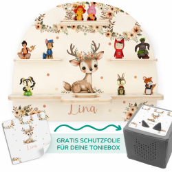 Personalisiertes Tonie Regal inkl. Toniebox Schutzfolie, Wandregal für Tonies Hörfiguren mit Aussparung für Toniebox & Ladegerät, Regenbogen Tonie Regal Mädchen & Jungen mit Toniebox Schutzfolie Angebot bei HelloDeals