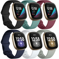 Charlam 6 Pack Ersatzarmband Kompatibel mit Fitbit Versa 3/ Versa 4/ Fitbit Sense/Sense 2 Armband, Weiches Uhrenarmband Sports Watch Armbänder für Damen Herren, Klein Angebot bei HelloDeals