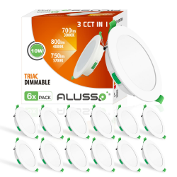 ALUSSO LED Deckenspots Flach 230V, 10W 800lm LED Einbaustrahler Dimmbar Ultra Slim Einbautiefe 30mm, Warmweiß/Neutralweiß/Kaltweiß Auswählbar, IP44 LED Spots für Badezimmer Wohnzimmer, 12er Set Angebot bei HelloDeals