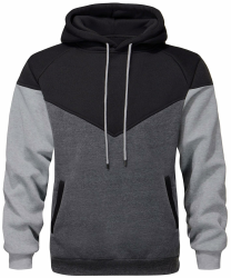 comefohome Hoodie Herren Pullover Langarm Sweatjacke Kapuzenpullover Farbblock Sweatshirt XL S-schwarz Grau Angebot bei HelloDeals