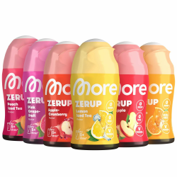 MORE Zerup, mixed 6er Bundle, 6 x 65 ml, verschiedene Sorten, für bis zu 48 l Fertiggetränk, zuckerfreier Sirup mit echten Fruchtextrakten, vegan, zero Kalorien - made in Germany Angebot bei HelloDeals