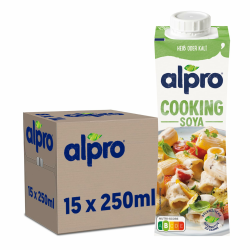 Alpro Cooking Soya – Vegane Kochcreme aus Soya mit neutralem Geschmack für heiße und kalte Gerichte – 15 x 250 ml Angebot bei HelloDeals
