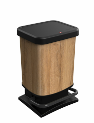 Rotho Paso Mülleimer 20l mit Deckel, Kunststoff (PP recycelt) BPA-frei, Holz, 20l (29.3 x 26.6 x 45.7 cm) Angebot bei HelloDeals