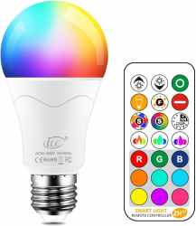 iLC LED Lampe ersetzt 85W, 1050 Lumen, RGB Glühbirne mit Fernbedienung Farbwechsel Farbige Birne warmweiß (2700 Kelvin), Edison E27 Angebot bei HelloDeals