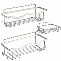 ALOCEO Duschablage ohne Bohren 3 Stück, Rostfrei Dusch Organizer, Shampoo Halterung für Dusche, Silber Angebot bei HelloDeals