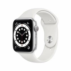 Apple Watch Series 6 (GPS, 44MM) Aluminiumgehäuse Silber mit Weiß Sportarmband (Generalüberholt) Angebot bei HelloDeals