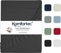 Komfortec Jersey Spannbettlaken 140x200 cm, 100% Baumwolle, Anthrazit Angebot bei HelloDeals