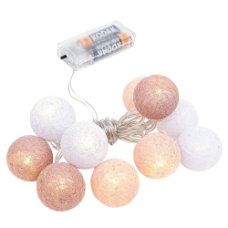 Ideen mit Herz Kugel-Lichterkette mit 10 LEDs | batteriebetrieben | 10 Baumwollkugeln in 3 Farben | Ø35 mm je Kugel | inkl. Timer (weiß, altrosa, apricot) Angebot bei HelloDeals