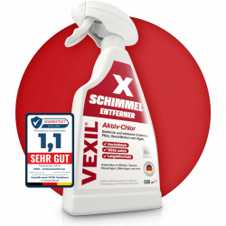 VEXIL Profi Schimmelentferner für Wand, Bad, Fliesen, Fugen & mehr – mit AKTIV-CHLOR und HAFTEFFEKT – Extra starkes Schimmelspray – auch als Fugenreiniger geeignet – 500 ml – Made in Germany Angebot bei HelloDeals