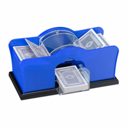 Relaxdays Kartenmischer, Unisex, Erwachsene, 2 Decks mit Kurbel, manueller Mischer, für Spielkarten bis 91 mm, Kunststoff Angebot bei HelloDeals