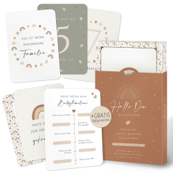 40 Meilensteinkarten Baby - Inspirierendes Meilenstein Karten Set inkl. Geschenkbox - für Mädchen & Junge - Hallo Du Regenbogen Angebot bei HelloDeals