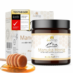 bedrop Manuka Honig mit MGO 400+ 140g XXL Glas - 100% Echter Premium Manukahonig aus Neuseeland mit zertifiziertem Methylglyoxal Gehalt (Analyse-Zertifikat) Angebot bei HelloDeals
