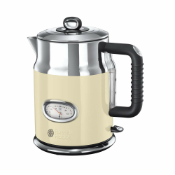 Russell Hobbs Wasserkocher [1,7l, 2400W] Retro Creme & polierter Edelstahl (Schnellkochfunktion, Wassertemperaturanzeige im Retrodesign, außenliegende Wasserstandsanzeige) Vintage Teekocher 21672-70 Angebot bei HelloDeals