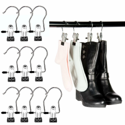 10er Wäscheklammern Edelstahl Klammern Metall Klemmhaken Rutschfest Clips Kleiderbügel Klammer 360° Drehbarer Haken Metallklammern Hosenbügel Klemmbügel Sockenhalter Wäscheklammer für Stiefel Handtuch Angebot bei HelloDeals