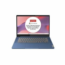 Lenovo Chromebook IdeaPad Slim 3 | 14" Full HD Display | MediaTek Kompanio 520 | 4GB RAM | 64GB SSD | ARM Mali-G52 Grafik | Chrome OS | QWERTZ | blau Angebot bei HelloDeals