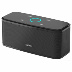 DOSS SoundBox Bluetooth Lautsprecher, Musikbox Bluetooth mit 5.0, Full-Range-Treiber, 20H Spielzeit,Touch Control, IPX5 Wasserdicht, Bluetooth Boxen für Handy, zuhause, Garten, Reise - Schwarz Angebot bei HelloDeals