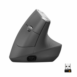Logitech MX Vertical, Ergonomische Kabellose Maus, Bluetooth und 2.4 GHz Verbindung via Unifying USB-Empfänger, 4000 DPI Sensor, Wiederaufladbarer Akku, 4 Tasten, Multi-Device, PC/Mac/iPadOS - Graphit Angebot bei HelloDeals
