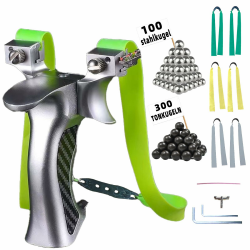 NWIWI Zwille Steinschleuder Profi Für Jagd Slingshot Griff aus Luftfahrtaluminium Sport Outdoor Professionelle Schleuder Set mit 6 Ersatzgummi+300 Tonkugeln+100 Stahlkugeln+Schleuder Montageanleitung Angebot bei HelloDeals
