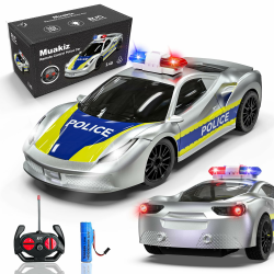Muakiz Ferngesteuertes Auto ab 3 4 5 6+ Jahre, 2.4G RC Auto Spielzeug Polizeiauto mit Fernbedienung für Junge Mädchen Kinderspielzeug mit Aufladbarer Batterie & Polizei Licht RC Cars Spielzeug, Silber Angebot bei HelloDeals