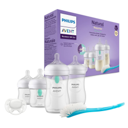 Philips Avent Babyflaschen mit AirFree Ventil, Geschenkset für Neugeborene – 4 Babyflaschen, ultra soft Schnuller und Flaschenbürste, Babys von 0–12 Monaten und älter (Modell SCD657/11) Angebot bei HelloDeals