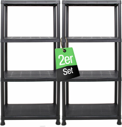 Ondis24 Schwerlastregal, 2er Set, Kellerregal, Lagerregal, Steckregal, 135 x 60 x 30 cm, jeweils bis 80 kg belastbar und 4 Ablagen Angebot bei HelloDeals